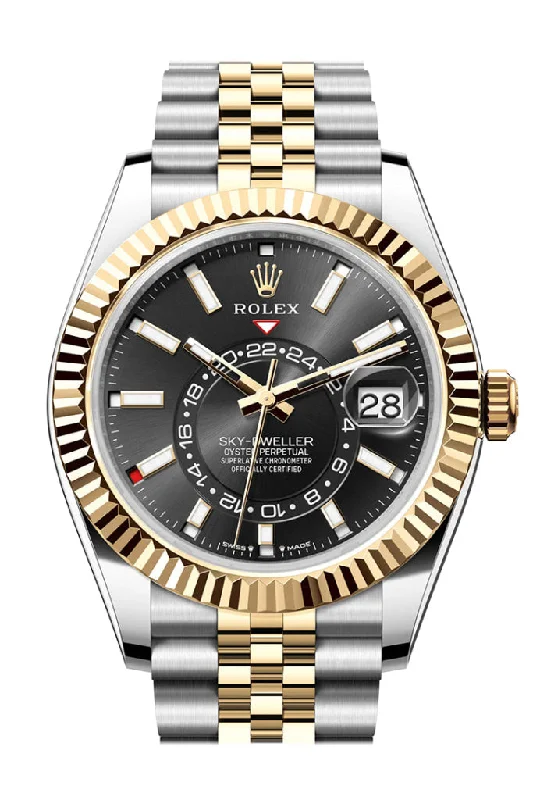 Explore the Best Rolex Models –Rolex Sky Dweller 42 Black Dial Yellow Gold Stainless Steel Jubilee Mens Watch 336933