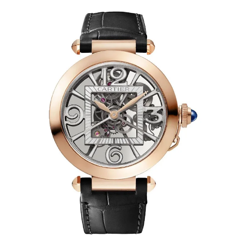 Shop Cartier Watches for the Elite Collector –Cartier Pasha de Cartier 41mm Watch - Ref: WHPA0018 - Black Arabic Dial in 18K Rose Gold Case, Black Alligator Strap