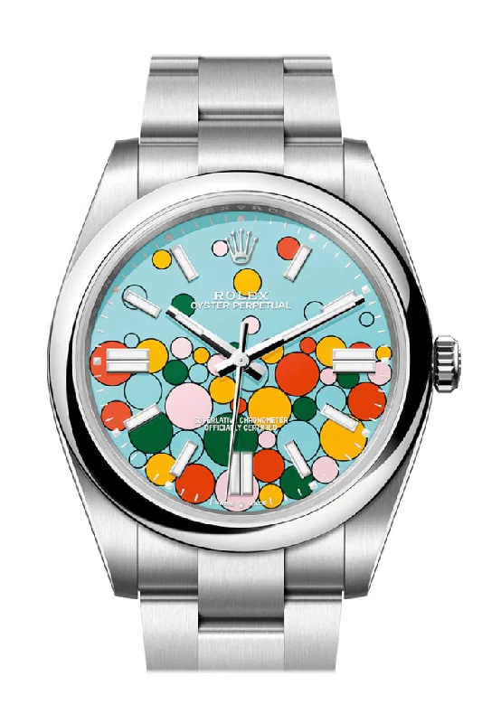 Rolex Day-Date Watches Available –Rolex Oyster Perpetual 41 Turquoise Blue Celebration-motif Dial Stainless Steel Oyster 124300