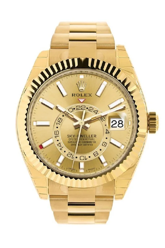 Shop Rolex Watches for the Perfect Timepiece –Rolex Sky Dweller Champagne Dial Gmt 18kt Yellow Gold Men's Watch 326938