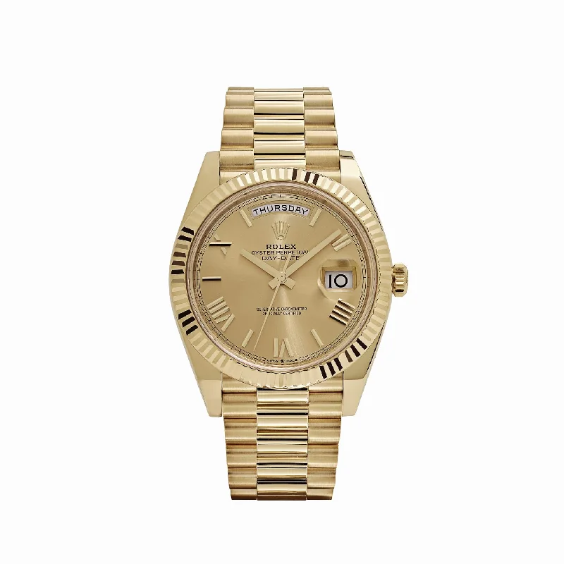 Rolex Watches: Designed for Luxury and Excellence –Rolex Day-Date 228238 Yellow Gold Champagne Roman Dial (2020)