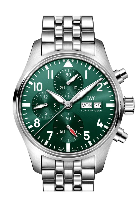 Find Classic IWC Watches Today –IWC Pilot Chronogragh Green Dial Watch IW388104