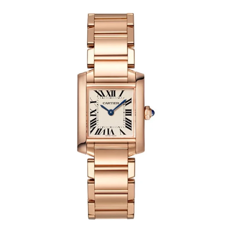 Shop Cartier Watches with Legendary Craftsmanship –Cartier Tank Francaise 25.7mm Women's watch - Ref: WGTA0029 - Silver Roman Dial, 18K Rose Gold Bracelet