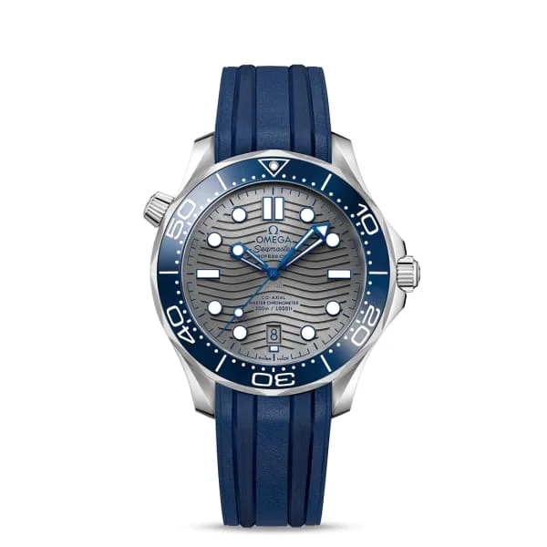 Omega Watches: Crafted for Enduring Quality –Omega Seamaster 42mm Watch - Ref: 210.32.42.20.06.001 - Grey Index Dial, Blue Rubber Strap