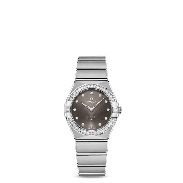 Find Omega Watches for Every Lifestyle –Omega Constellation 28mm Watch - Ref: 131.15.28.60.56.001 - Grey Diamond Index Dial & Diamond Bezel, Stainless Steel Bracelet