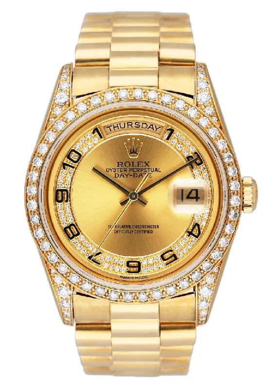 Iconic Rolex Watches for Every Wrist –Rolex Day-Date 18388 Diamond 18K Yellow Gold Mens Watch