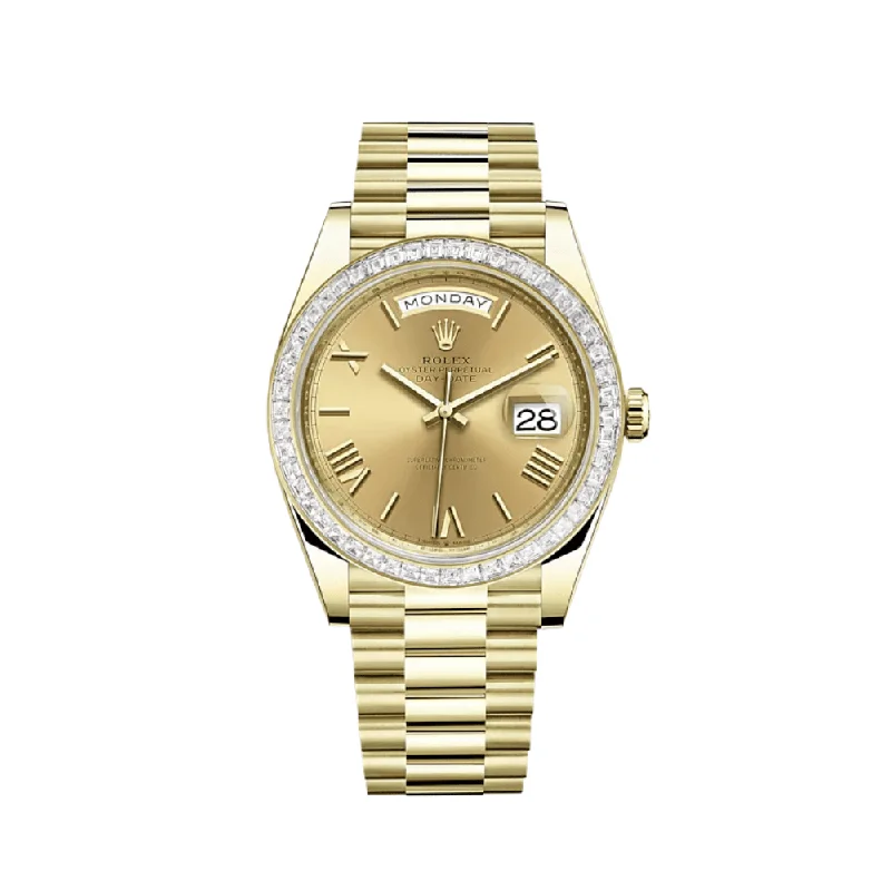 Rolex Watches for the Luxury Connoisseur –Rolex Day-Date 228398TBR Yellow Gold Diamond Bezel Champagne Dial