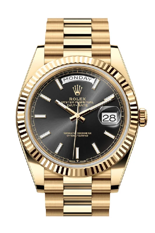 Iconic Rolex Models for Every Wrist –Rolex Day-Date 40 Black Dial 18K Yellow Gold President Men's Watch 228238