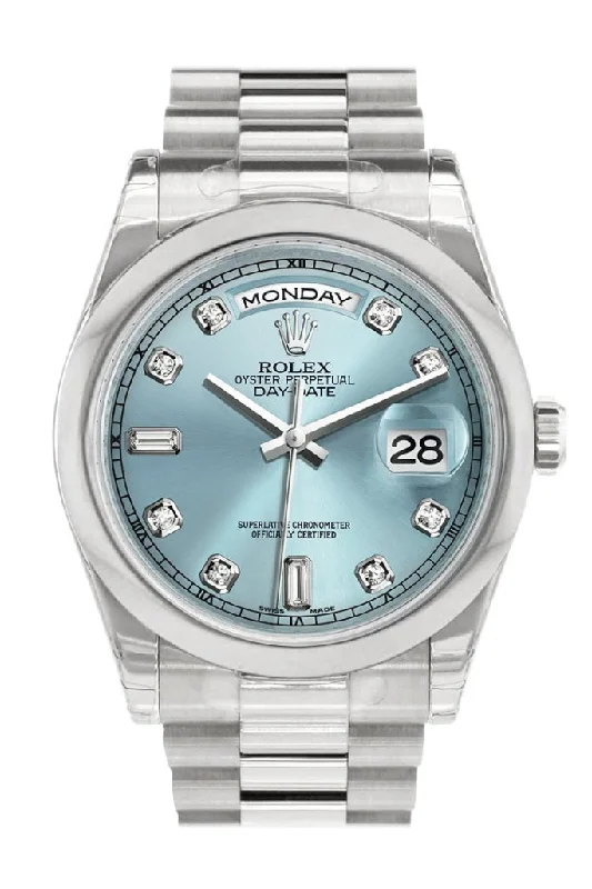 Shop Luxury Rolex Watches –Rolex Day Date 36 Ice Blue set Diamonds Dial President Men's Watch 118206