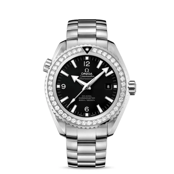 Shop Omega Watches for Timeless Design –Omega Seamaster 46mm Watch - Ref: 232.15.46.21.01.001 - Black Index Dial & Diamond Bezel, Stainless Steel Bracelet