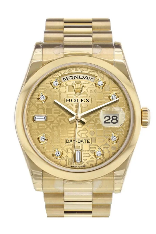 Luxury Rolex Watches for Collectors –Rolex Day-Date 36 Champagne Jubilee Diamonds Dial President Yellow Gold Watch 118208