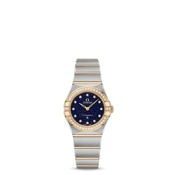 Shop Omega Watches for the Modern Luxury Collector –Omega Constellation 25mm Watch - Ref: 131.25.25.60.53.001 - Blue Diamond Index Dial & Diamond Bezel, Two Tone Stainless Steel & 18K Yellow Gold Bracelet