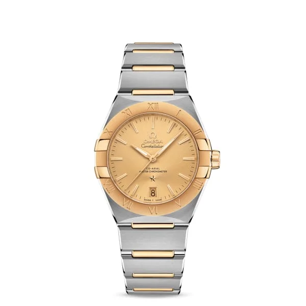 Explore the World of Omega Watches –Omega Constellation 36mm Watch - Ref: 131.20.36.20.08.001 - Champagne Index Dial & 18K Yellow Gold Bezel, Two Tone Stainless Steel & 18K Yellow Gold Bracelet