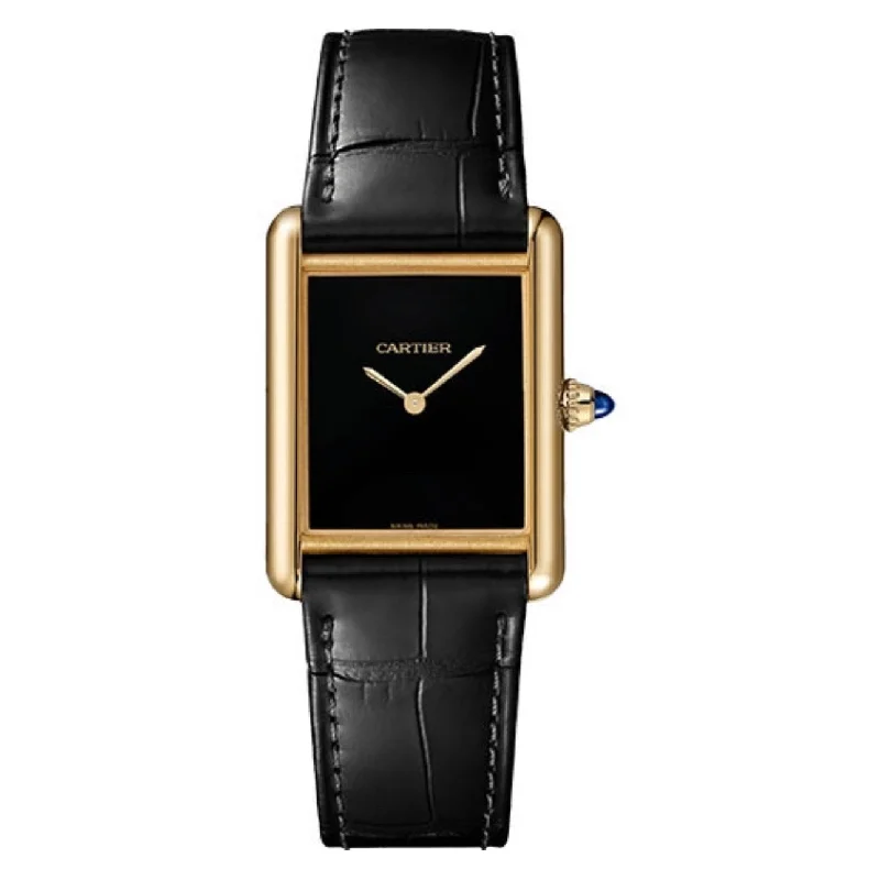 Cartier Watches: Designed for the Modern Gentleman –Cartier Tank Louis 33.5mm Watch - Ref: WGTA0091 - Black Dial in 18K Yellow Gold Case, Black Alligator Strap