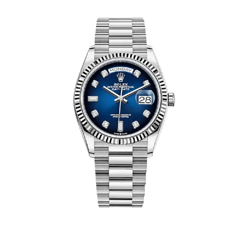 Discover Rolex Watches for Every Lifestyle –Rolex Day-Date 128239 White Gold Blue Ombre Diamond Dial