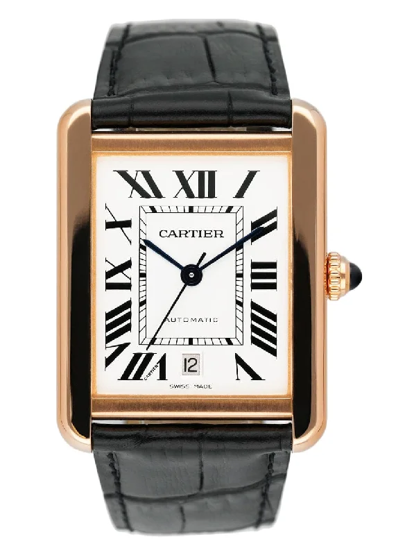 Discover the Best Cartier Timepieces for You –Cartier Tank Solo W5200026 18K Rose Gold Mens Watch Box Papers