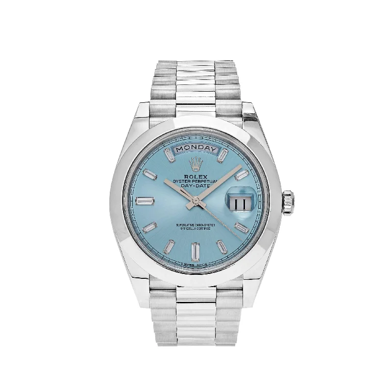 Shop Rolex Watches for Every Lifestyle –Rolex Day-Date 228206 Platinum Ice Blue Diamond Dial (2018)