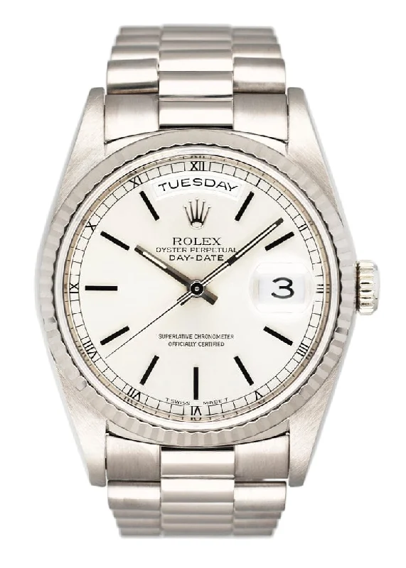 Timeless Rolex Timepieces Online –Rolex Day Date 18239 18K White Gold Mens Watch