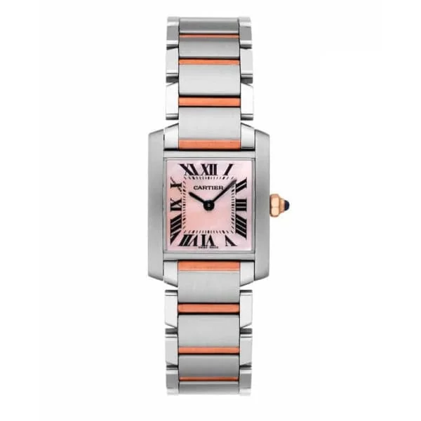 Cartier Watches: Timeless Elegance, Crafted for You –Cartier Tank Francaise 25.3mm Women's watch - Ref: W51027Q4 - Pink Mother of Pearl Roman Dial, Two Tone Stainless Steel & 18K Rose Gold Bracelet