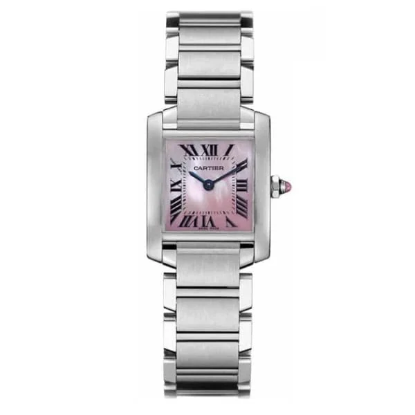 Cartier Watches: Crafted for Generations –Cartier Tank Francaise 25mm Women's watch - Ref: W51028Q3 - Pink Mother of Pearl Roman Dial, Stainless Steel Bracelet