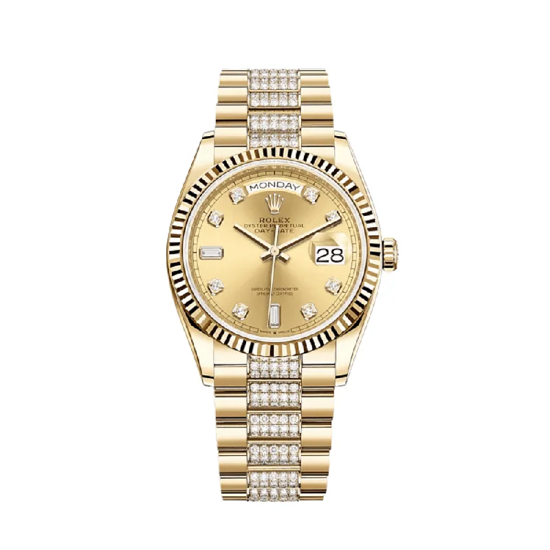 Rolex Watches: Craftsmanship You Can Trust –Rolex Day-Date 128238 Yellow Gold Champagne Diamond Dial