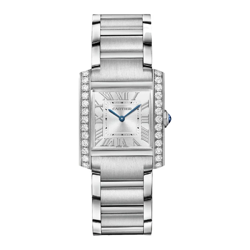 Cartier Watches: Crafted for Excellence –Cartier Tank Francaise 32mm Watch - Ref: W4TA0021 - Silver Roman Dial & Diamond Bezel, Stainless Steel Bracelet