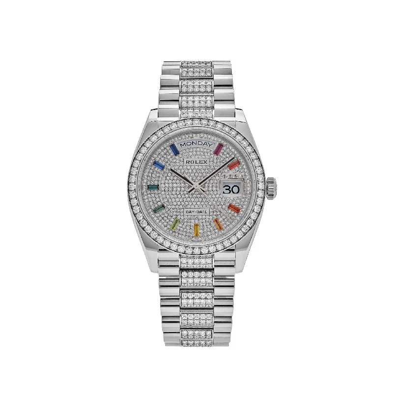 Discover the Ultimate Rolex Watch Collection –Rolex Day-Date 128349RBR White Gold Diamond Bezel Diamond-Paved Set