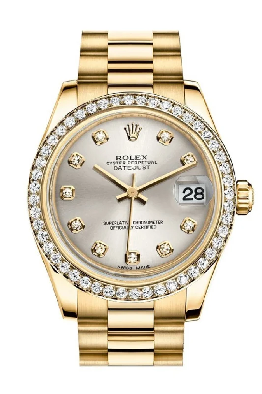 Rolex Watches: Crafted for the Discerning Few –Rolex Datejust 31 Silver Jubilee Diamond Dial Diamond Bezel 18K Yellow Gold President Ladies Watch 178288 Pre-owned