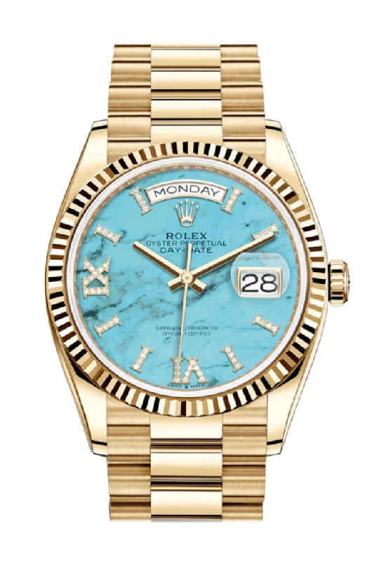 Discover Your Next Rolex Watch Today –ROLEX Day-Date 36 Turquoise Dial 18K Yellow Gold Watch 128238