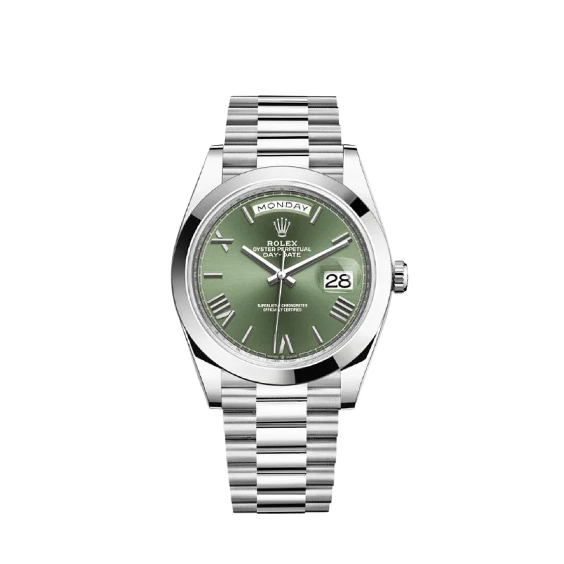 Rolex Watches: Made for the Discerning Buyer –Rolex Day-Date 228206 Platinum President Olive Green Dial