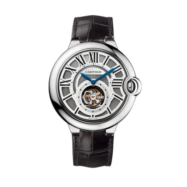 Find Rare Cartier Watches for Sale –Cartier Ballon Bleu de Cartier 46mm Watch - Ref: W6920021 - Slate Guilloche Roman Dial in 18K White Gold Case, Black Alligator Strap