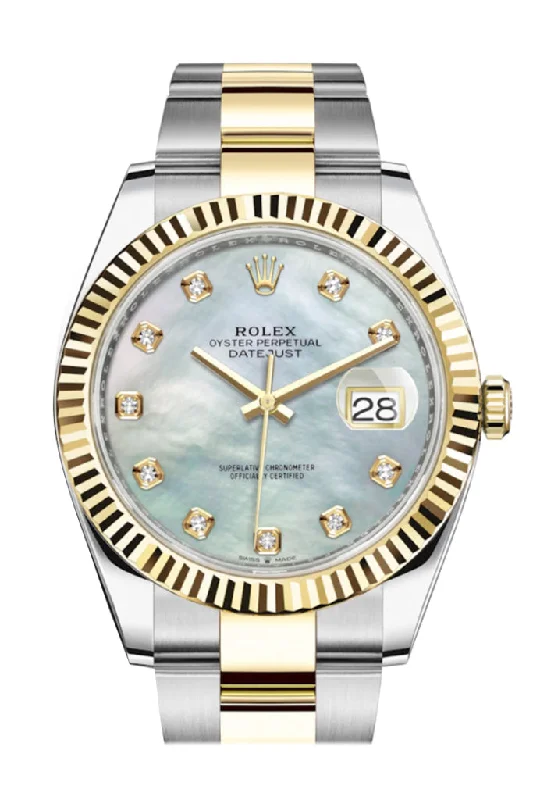 Rolex Watches: A True Luxury Investment –Rolex Datejust 41 Mother of Pearl Diamond Dial Fluted Bezel 18k Yellow Gold Mens Watch 126333