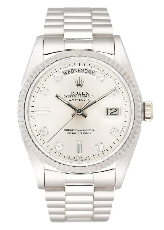 Rolex Watches: Designed for Excellence –Rolex Day-Date 18039 Diamond Dial 18K White Gold Mens Watch