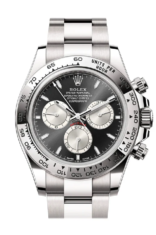 Shop Rolex Watches for Timeless Craftsmanship –Rolex Daytona 40 Bright Black and Steel Dial White Gold Mens Watch 126509