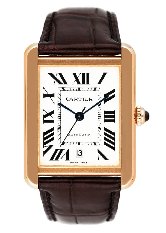 Cartier Watches: The Ultimate in Swiss Craftsmanship –Cartier Tank Solo XL W5200026 18K Rose Gold Mens Watch Box Papers