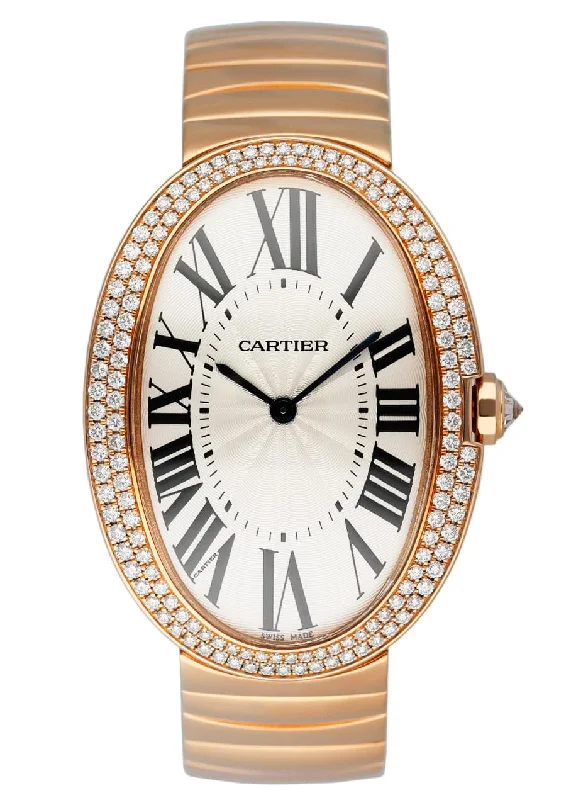 Shop Cartier Watches for Exceptional Value –Cartier Baignoire Large WB520003 Diamond 18K Rose Gold Watch