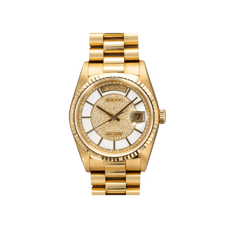 Rolex Watches: Built for the Luxury Watch Enthusiast –Rolex Day-Date 18238 Yellow Gold Carousel Diamond Dial Presidential Bracelet