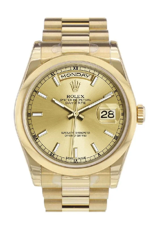 Rolex Watches: Excellence in Design –Rolex Day-Date 36 Champagne Dial President Yellow Gold Watch 118208