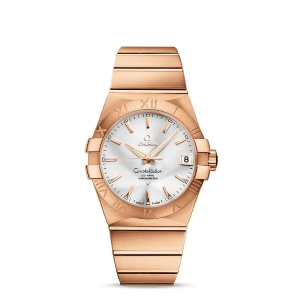 Omega Watches: Designed for the Sophisticated –Omega Constellation 38mm Watch - Ref: 123.50.38.21.02.001 - Silver Index Dial, 18K Rose Gold Bracelet