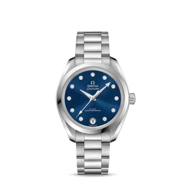 Omega Watches: Swiss Excellence for the Discerning –Omega Seamaster 34mm Watch - Ref: 220.10.34.20.53.001 - Blue Diamond Index Dial, Stainless Steel Bracelet