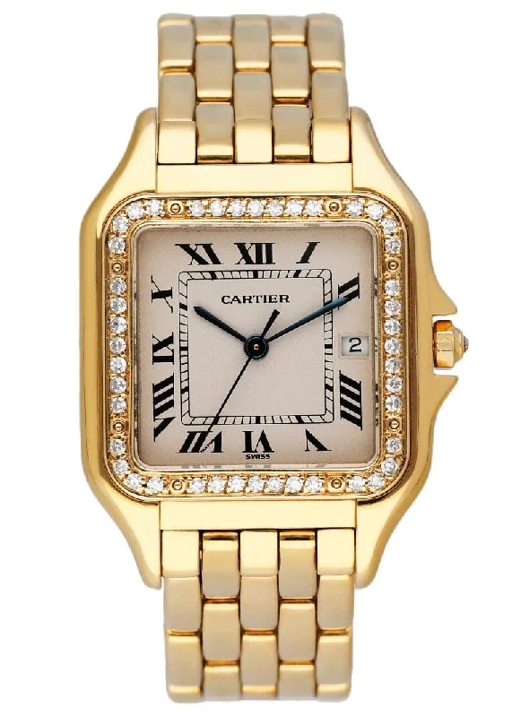 Shop Cartier Watches Online –Cartier Panthere Large 883969 Diamond 18K Yellow Gold Watch