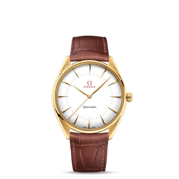 Omega Watches: Timeless Precision for Every Wrist –Omega Seamaster 40mm Watch - Ref: 522.53.40.20.04.001 - White Index Dial in 18K Yellow Gold Case, Brown Leather Strap