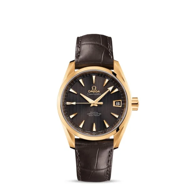 Omega Watches: Iconic Timepieces for Every Taste –Omega Seamaster 39mm Watch - Ref: 231.53.39.21.06.002 - Grey Index Dial in 18K Yellow Gold Case, Brown Leather Strap