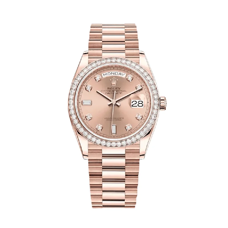 Shop Rolex Watches for Unmatched Precision –Rolex Day-Date 128345RBR Rose Gold Diamond Bezel Rosé Diamond Dial