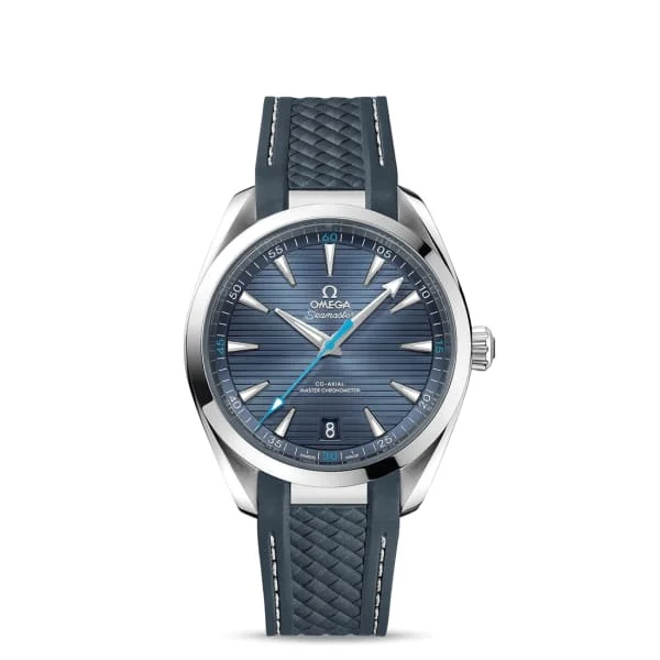 Discover Omega Watches with Swiss Engineering –Omega Seamaster 41mm Watch - Ref: 220.12.41.21.03.002 - Blue Index Dial, Grey Rubber Strap