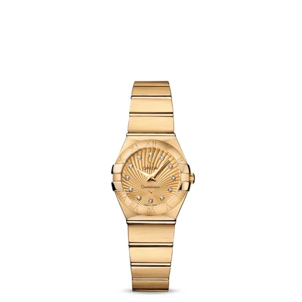 Omega Watches for Luxury Timekeeping –Omega Constellation 24mm Watch - Ref: 123.50.24.60.58.001 - Gold Diamond Index Dial, 18K Yellow Gold Bracelet