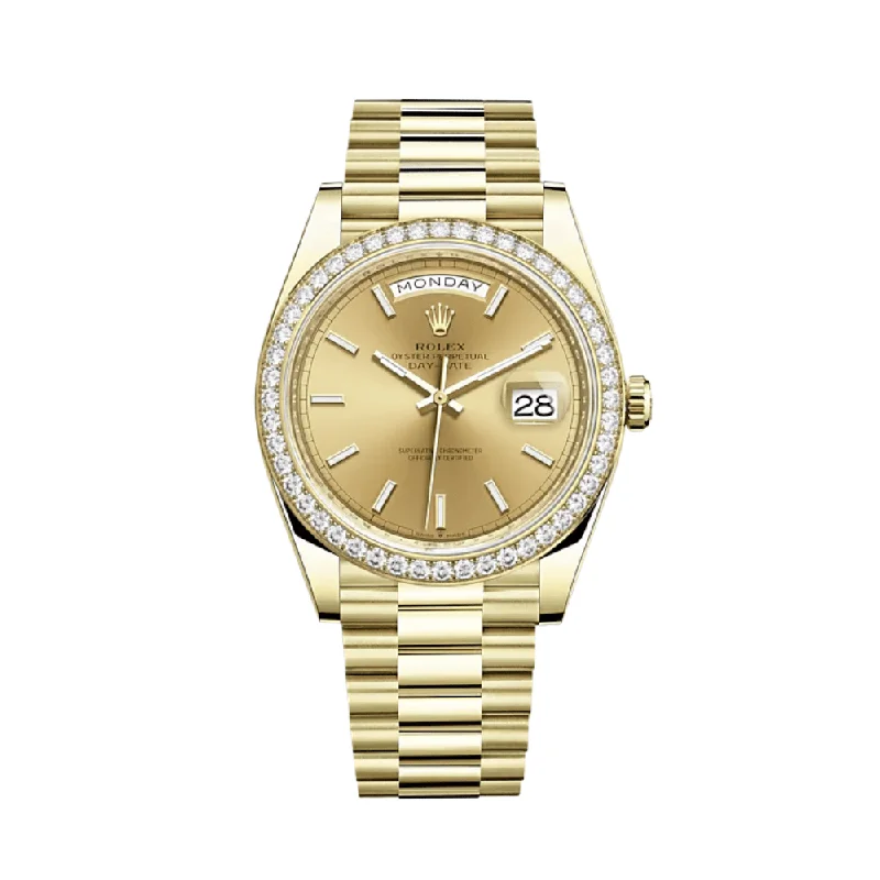 Rolex Watches: Legendary Style and Quality –Rolex Day-Date 228348RBR Yellow Gold Diamond Bezel Champagne Dial