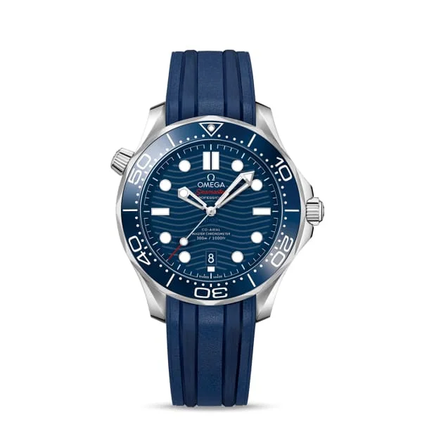 Shop Omega Watches for Ultimate Craftsmanship –Omega Seamaster 42mm Watch - Ref: 210.32.42.20.03.001 - Blue Index Dial, Blue Rubber Strap