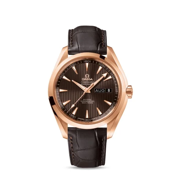 Find Omega Watches for Every Lifestyle –Omega Seamaster 43mm Watch - Ref: 231.53.43.22.06.003 - Grey Index Dial in 18K Rose Gold Case, Brown Leather Strap