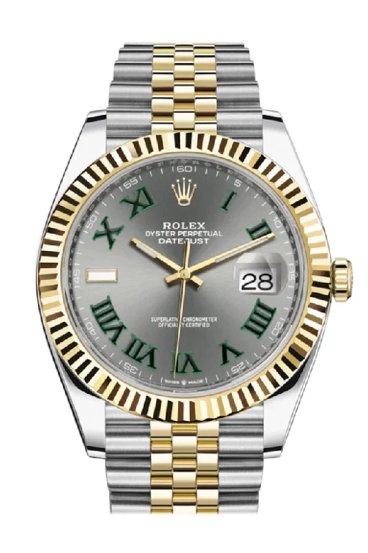 Rolex Watches: Precision Meets Timeless Elegance –Rolex Datejust 41 Slate Roman Dial Fluted Bezel 18k Yellow Gold Jubilee Mens Watch 126333